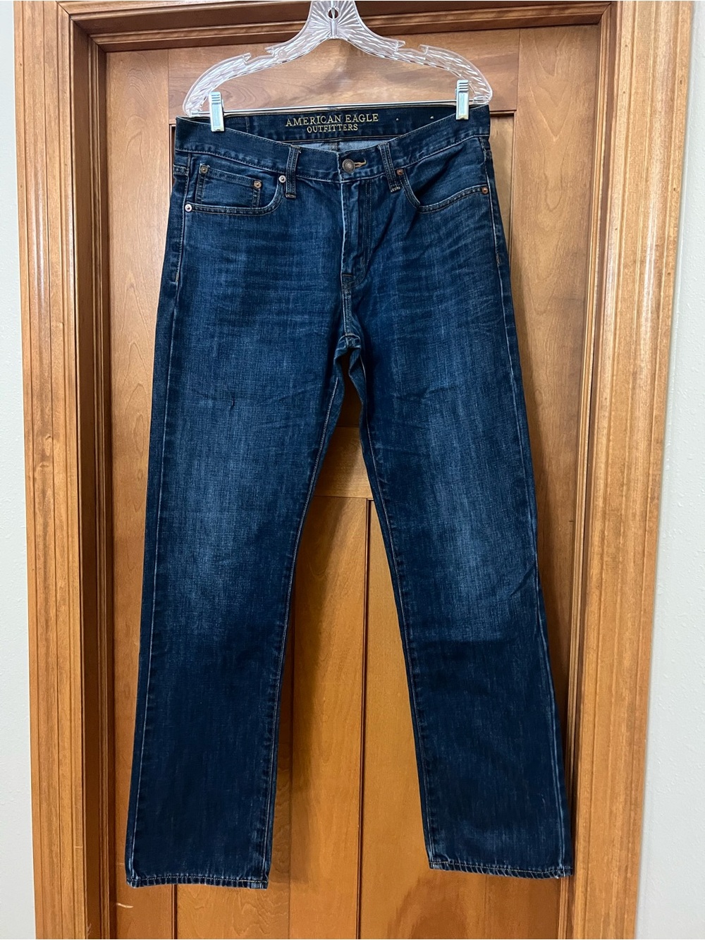 American Eagle Original Straight Leg Jeans Mens 32x34 (measures 33x32) Dark Wash